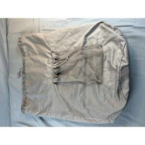 Gray Laundry Backpack Drawstring Bag with Shoulder Straps and Mesh Pocket